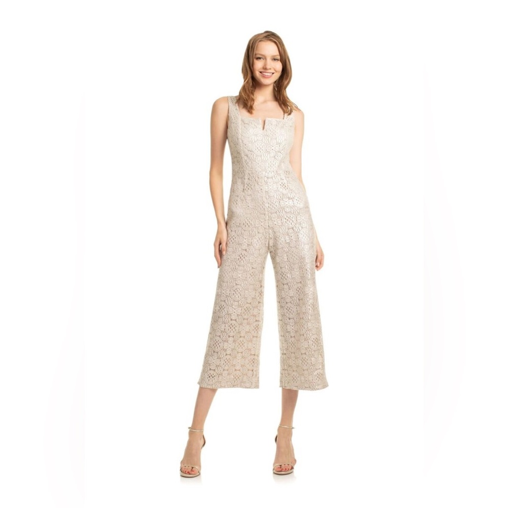 Trina Turk Adventure Boardwalk Lace Sleeveless Cropped Jumpsuit size 12